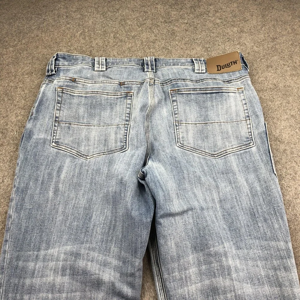 Duluth Jeans Mens 36x30 Blue Ballroom Double Flex Wash Relaxed Straight Denim